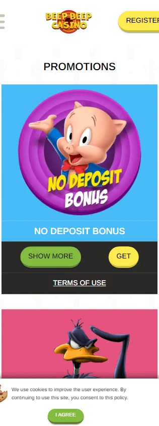 Beep Beep Casino mobile promotions with welcome, VIP and tournament rewards